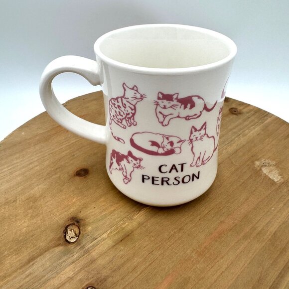 Opalhouse Cat Person Diner Mug Ivory pink cats gold text “cat person” mug cup ho - Picture 1 of 9